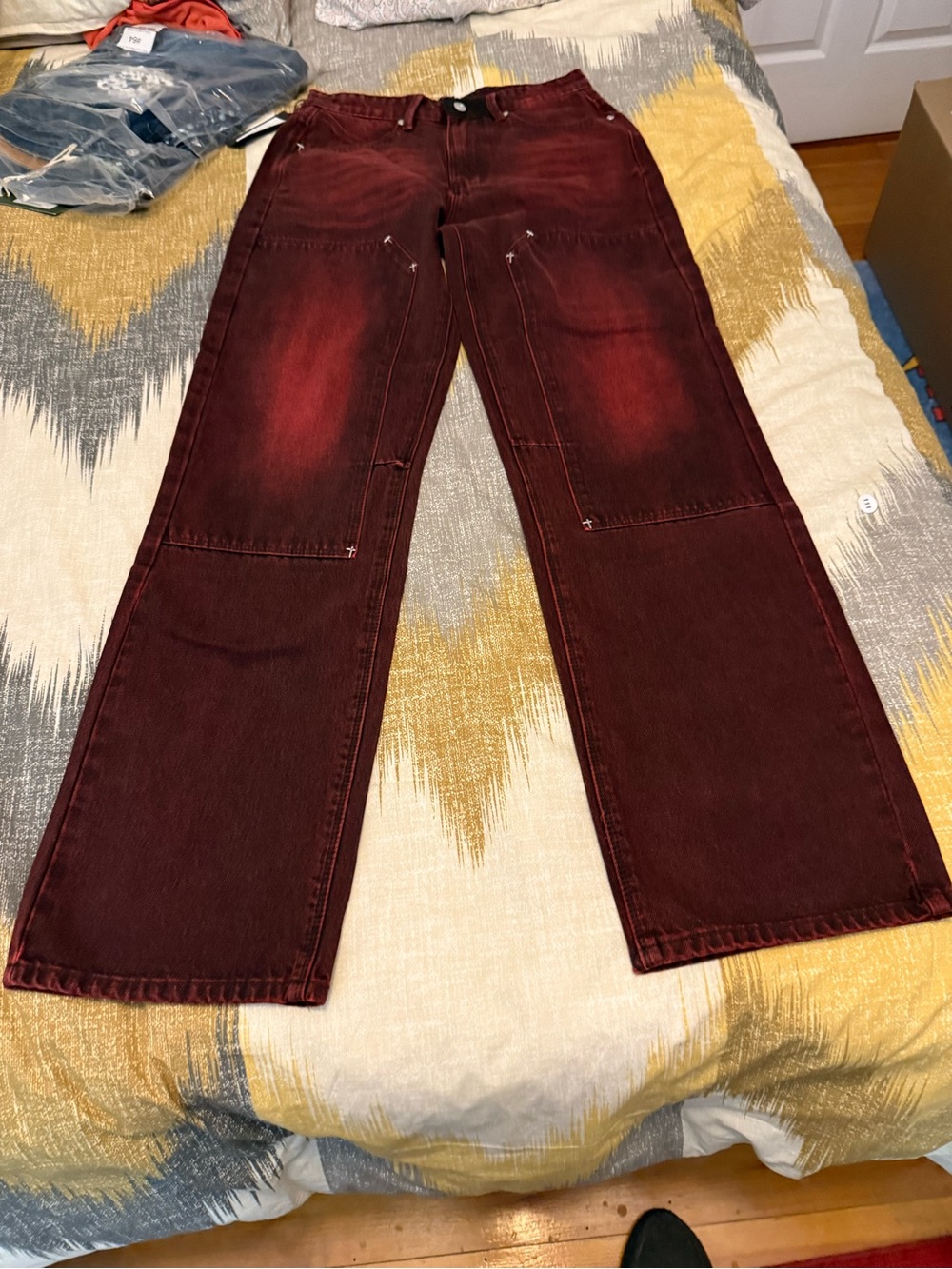 RtA Men's Wine Red Bootcut Jeans Size 32